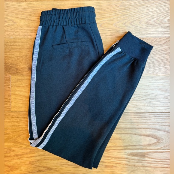 Blue joggers with velvet stripes, trouser style - Picture 4 of 5